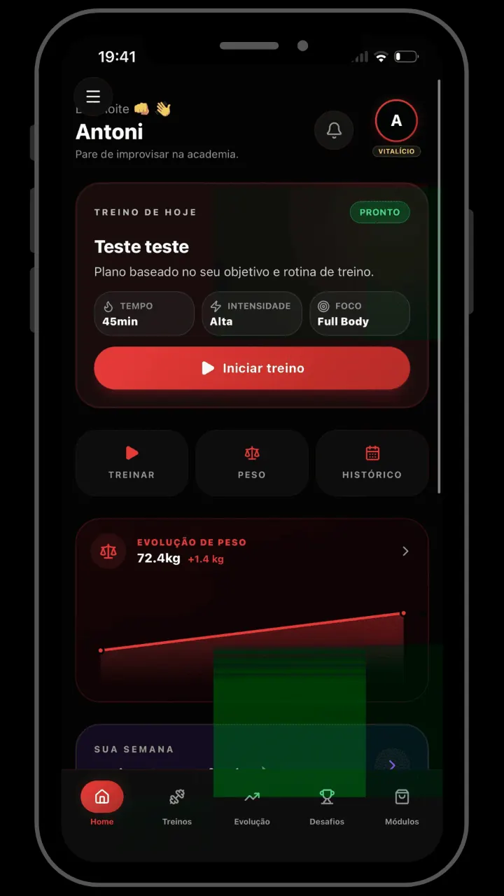 Tela Home do app ShapeON!